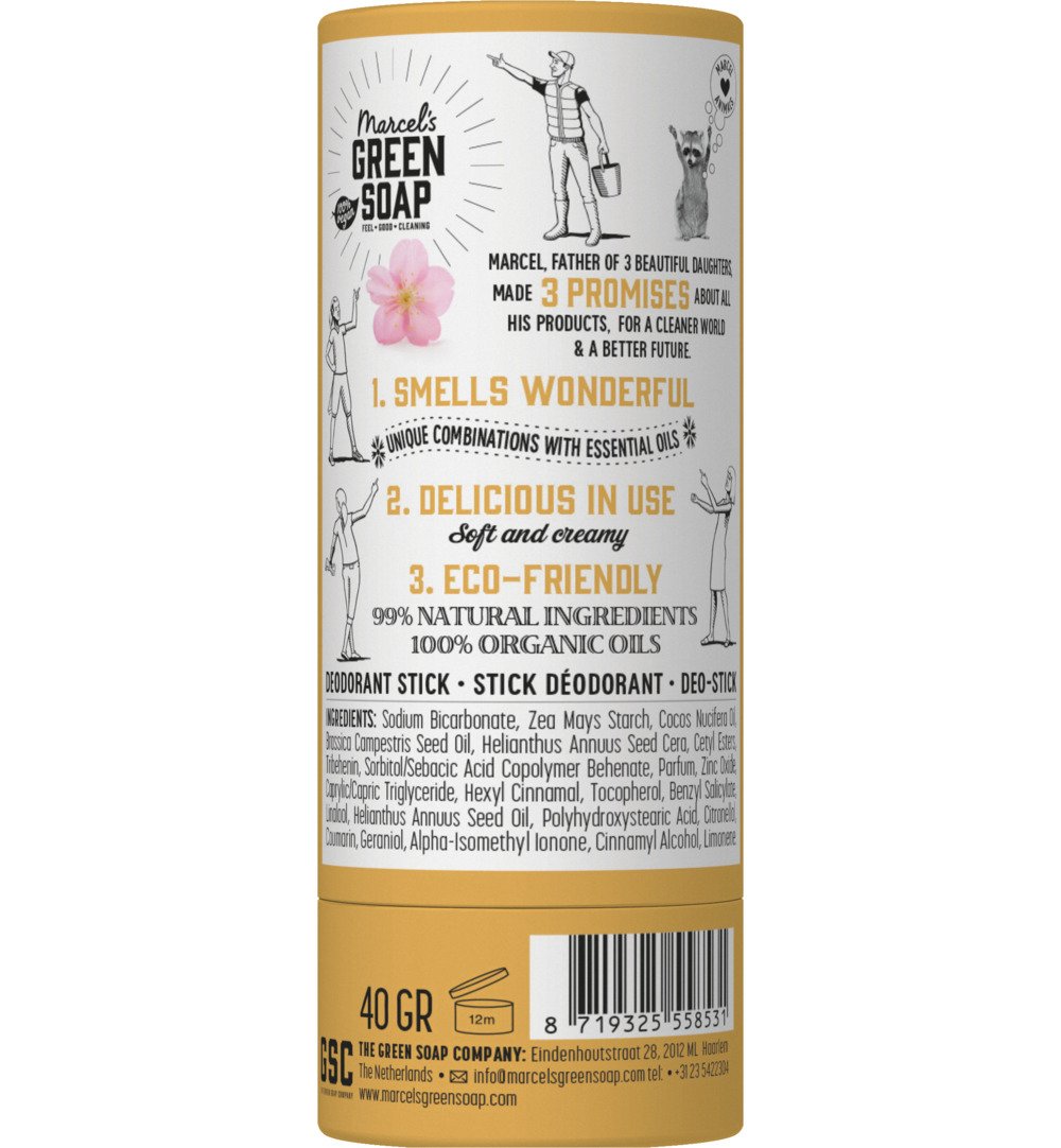 Marcel's Green Soap Deodorant stick vanilla & cherry blossom (40 gr)