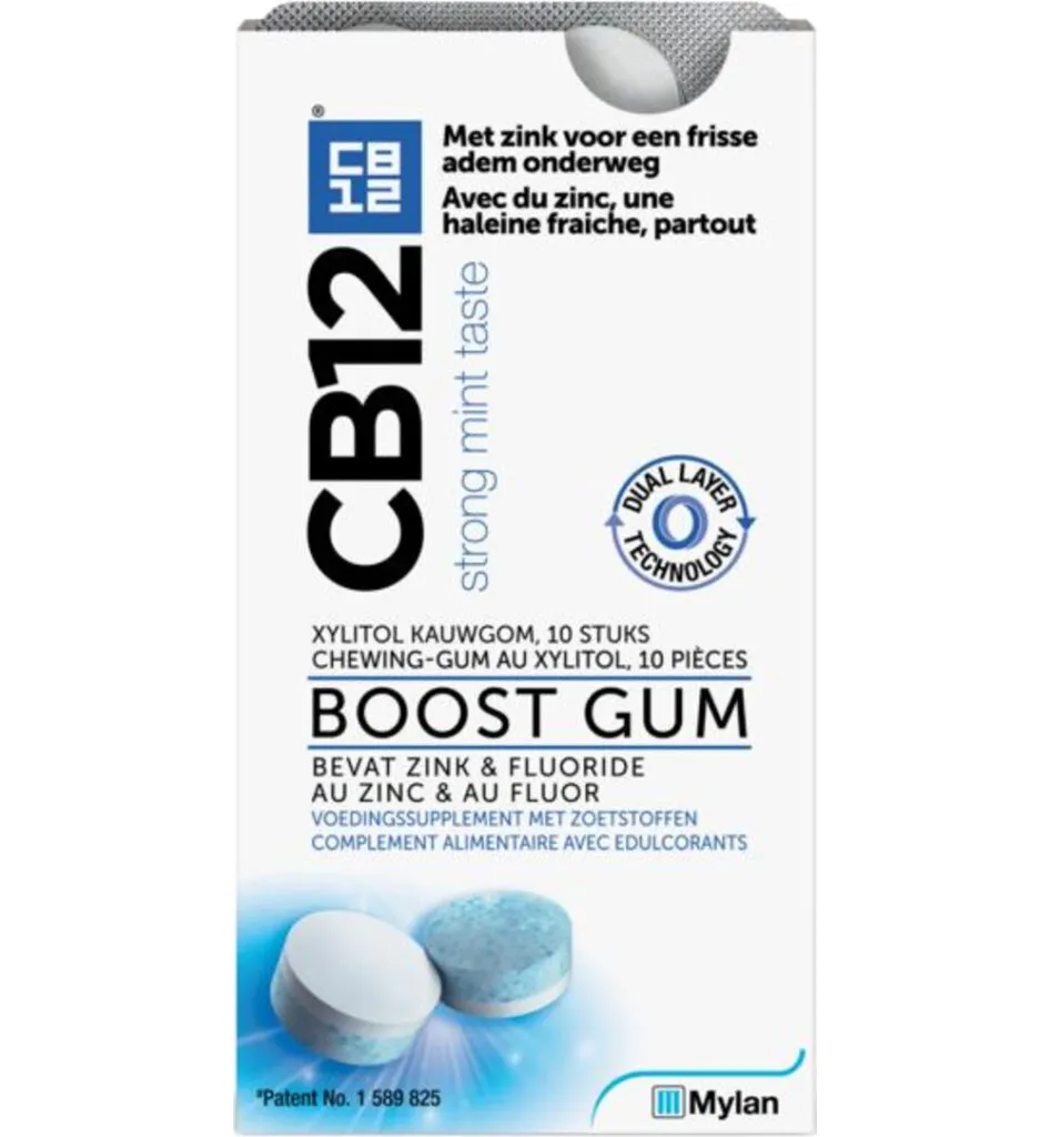 Cb12 Mondverzorging boost kauwgom strong mint (10 stuks)