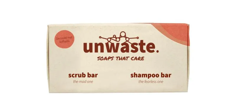 Unwaste Duopack coffee scrub & shampoo bar (1 stuk)
