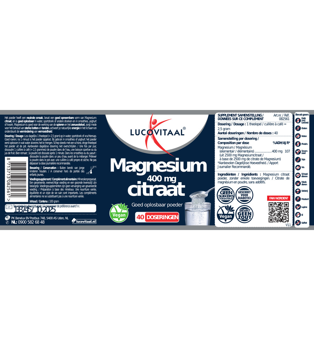 Lucovitaal Magnesium 400mg Citraat Poeder (40 doseringen) - image 2