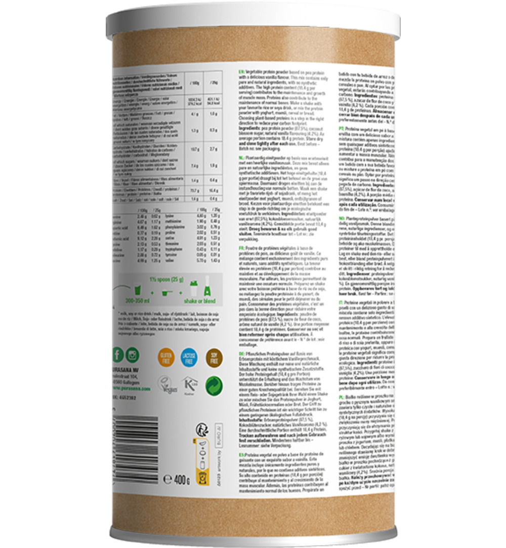 Purasana Vegan Protein Pea 74% (400 gr)