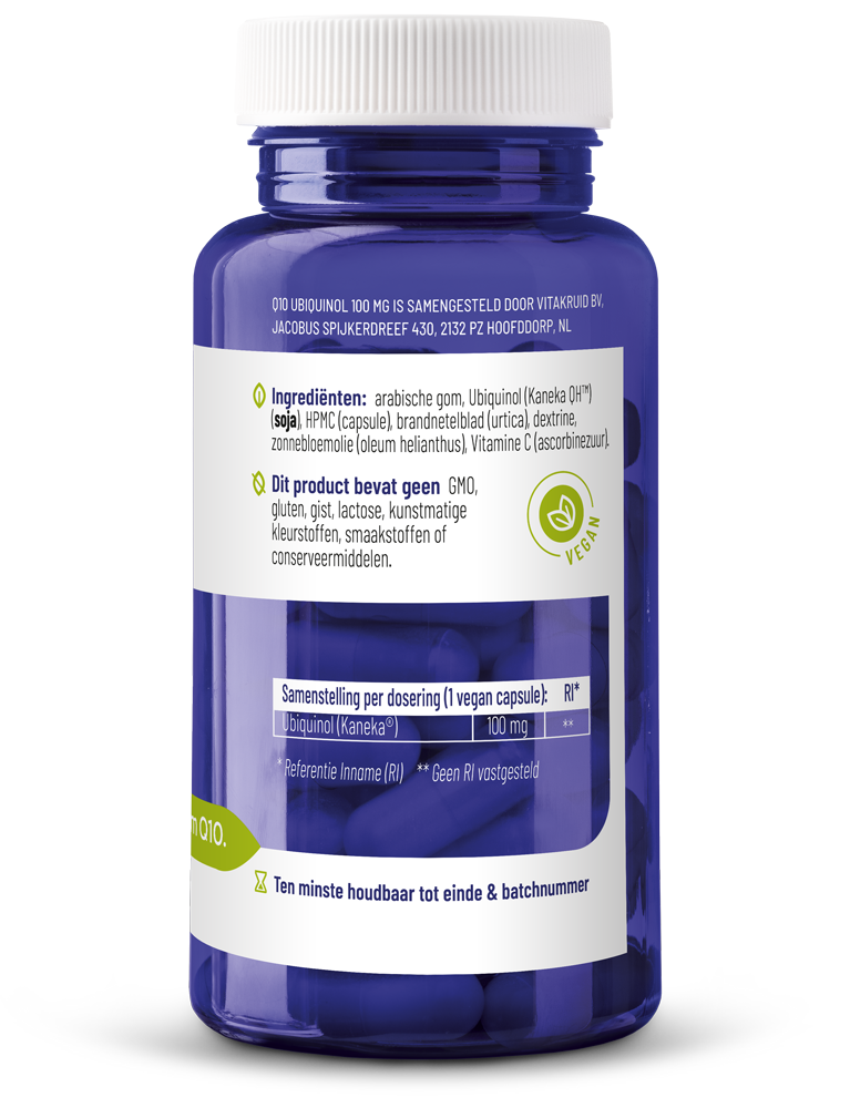 Vitakruid Co-Enzym Q10 Ubiquinol Actieve Vorm Kaneka® 100 Mg (90 vega capsules) - image 2
