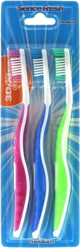 Sencefresh Tandenborstel Medium 3D Extra Clean (3 stuks)