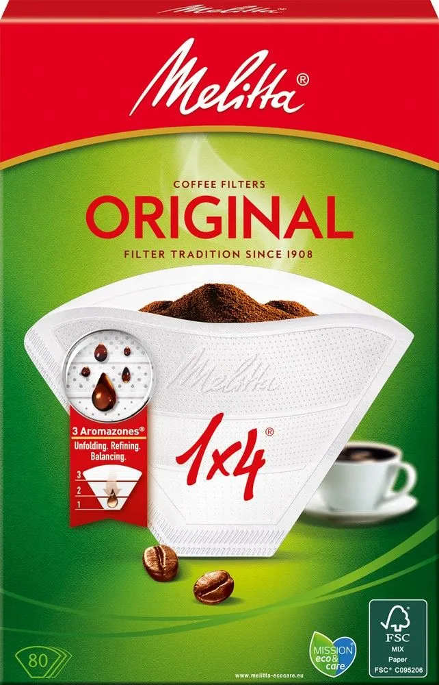 Melitta Filter 1X4/80 Aromazones Wit (80 stuks)