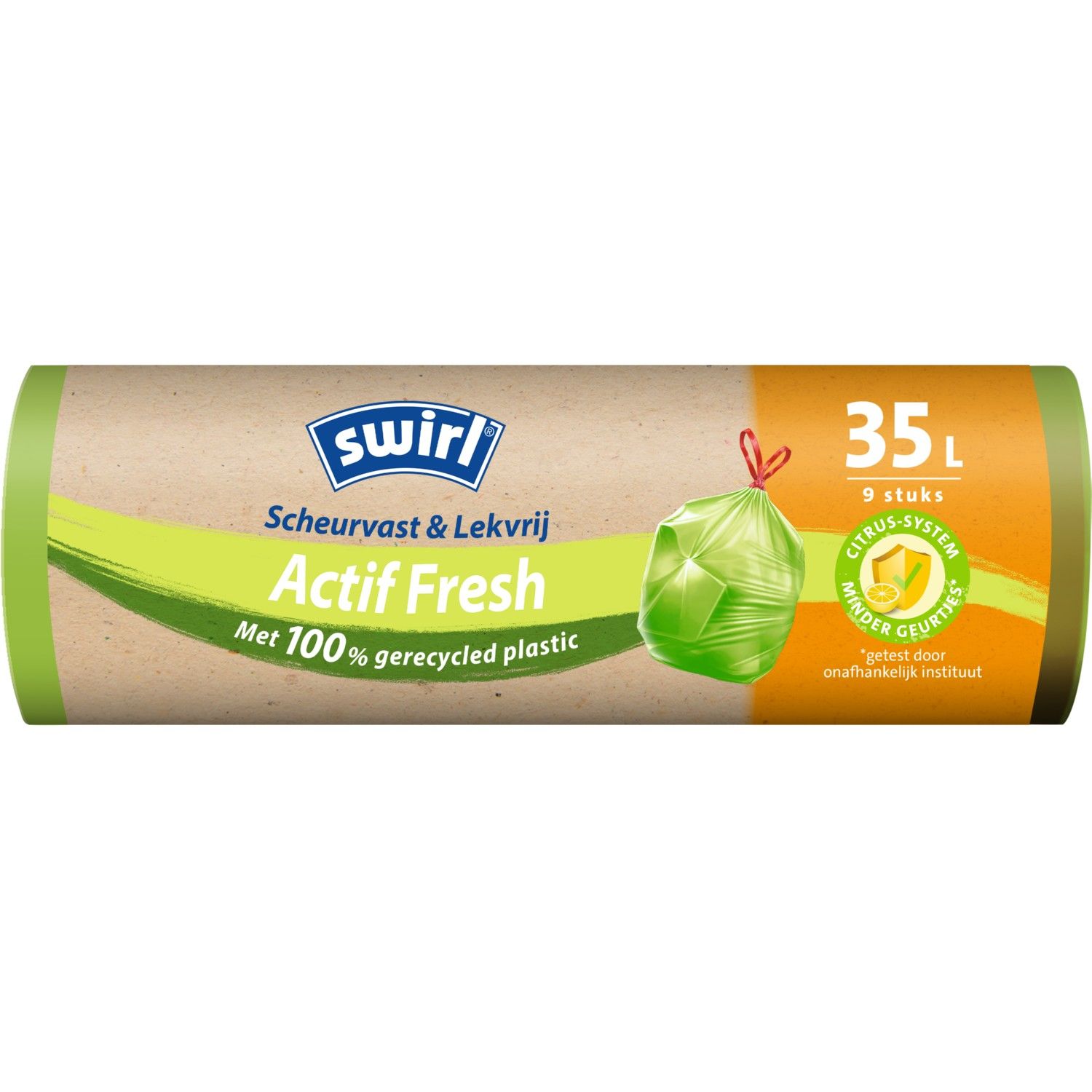 Swirl Scheurvast & Lekvrij Actif Fresh Met Trekband 35 Liter (9 stuks)