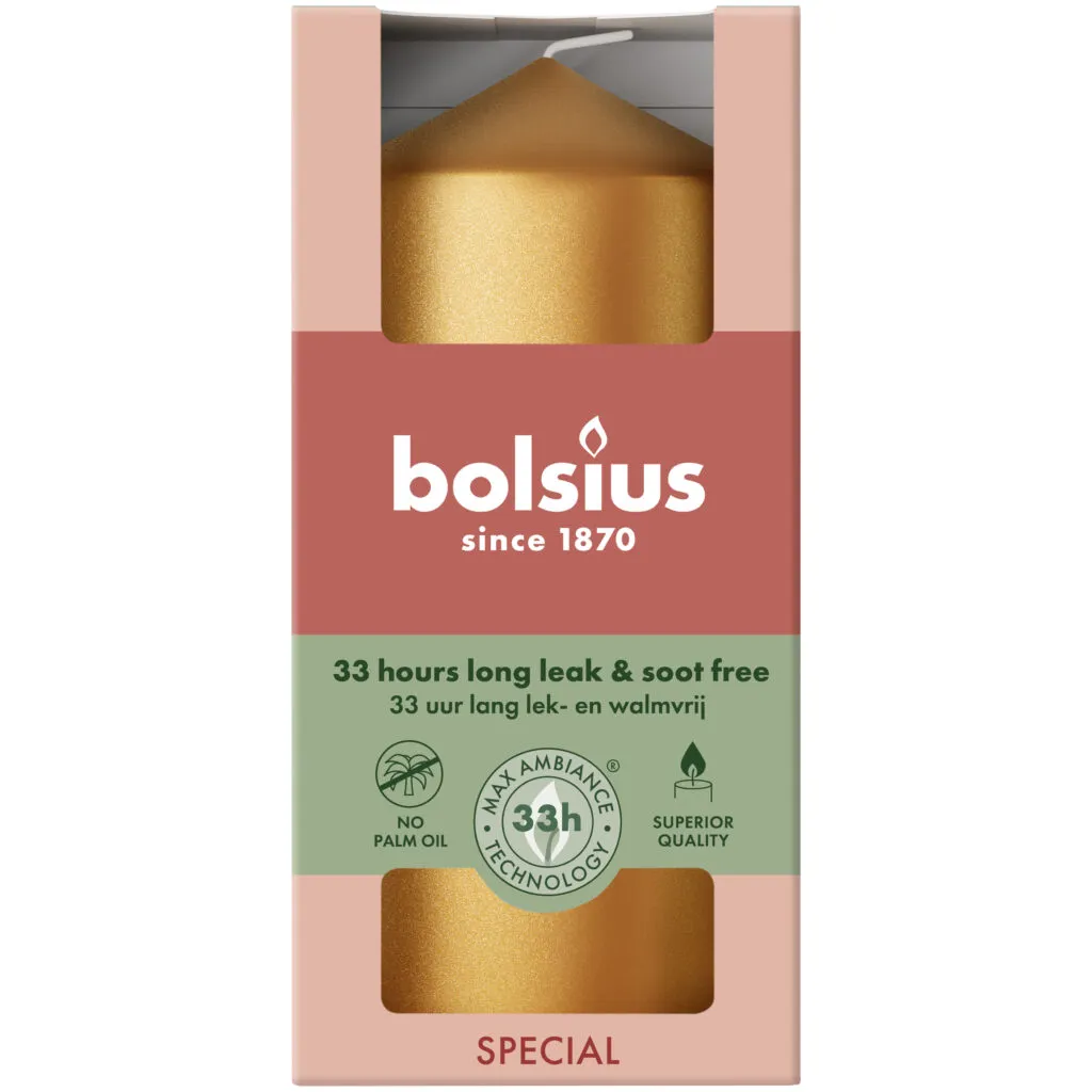 Bolsius Stompkaars 120/58 metallic Golden Orange (1 stuk)