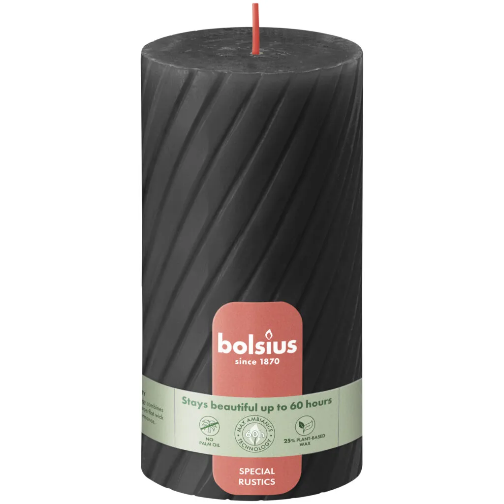 Bolsius Rustiek twist stompkaars 130/68 Stormy Grey (1 stuk)