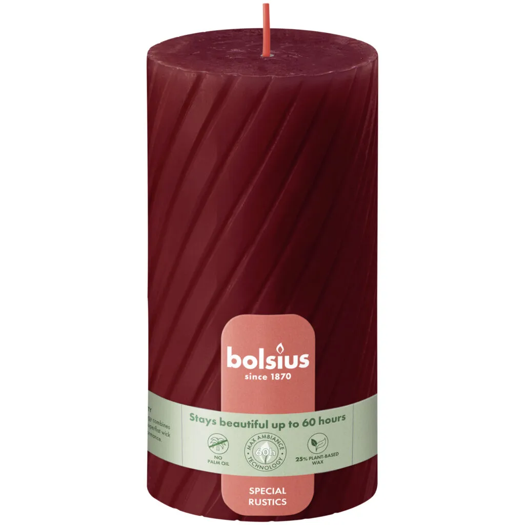 Bolsius Rustiek twist stompkaars 130/68 Red (1 stuk)