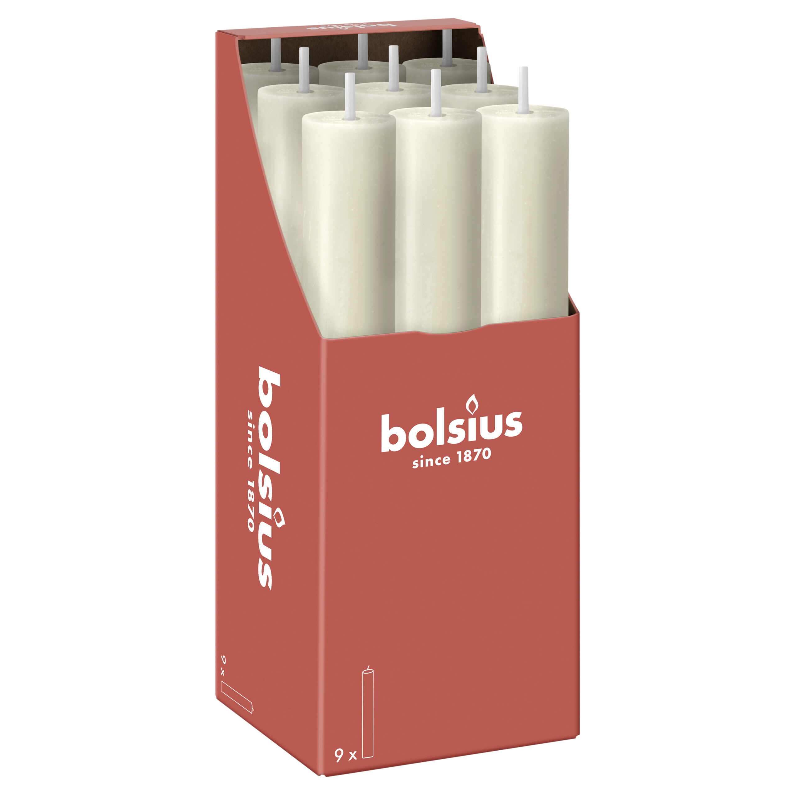 Bolsius Rustiek tafelkaars XL Soft Pearl (9 stuks)
