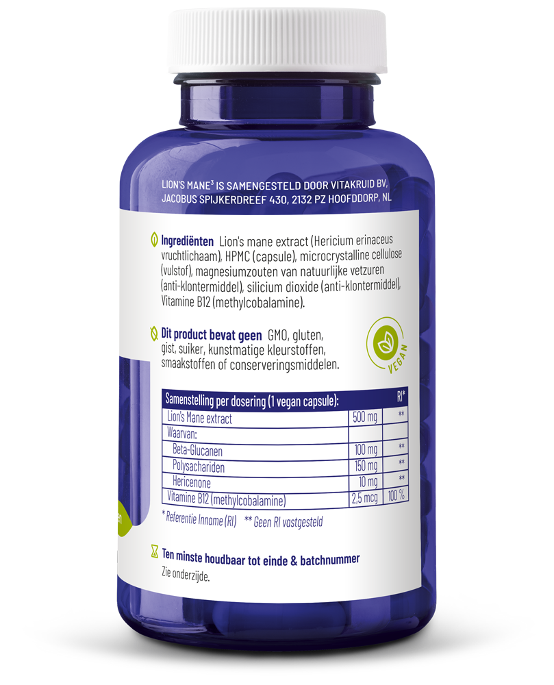 Vitakruid Lion's Mane (90 vega capsules)