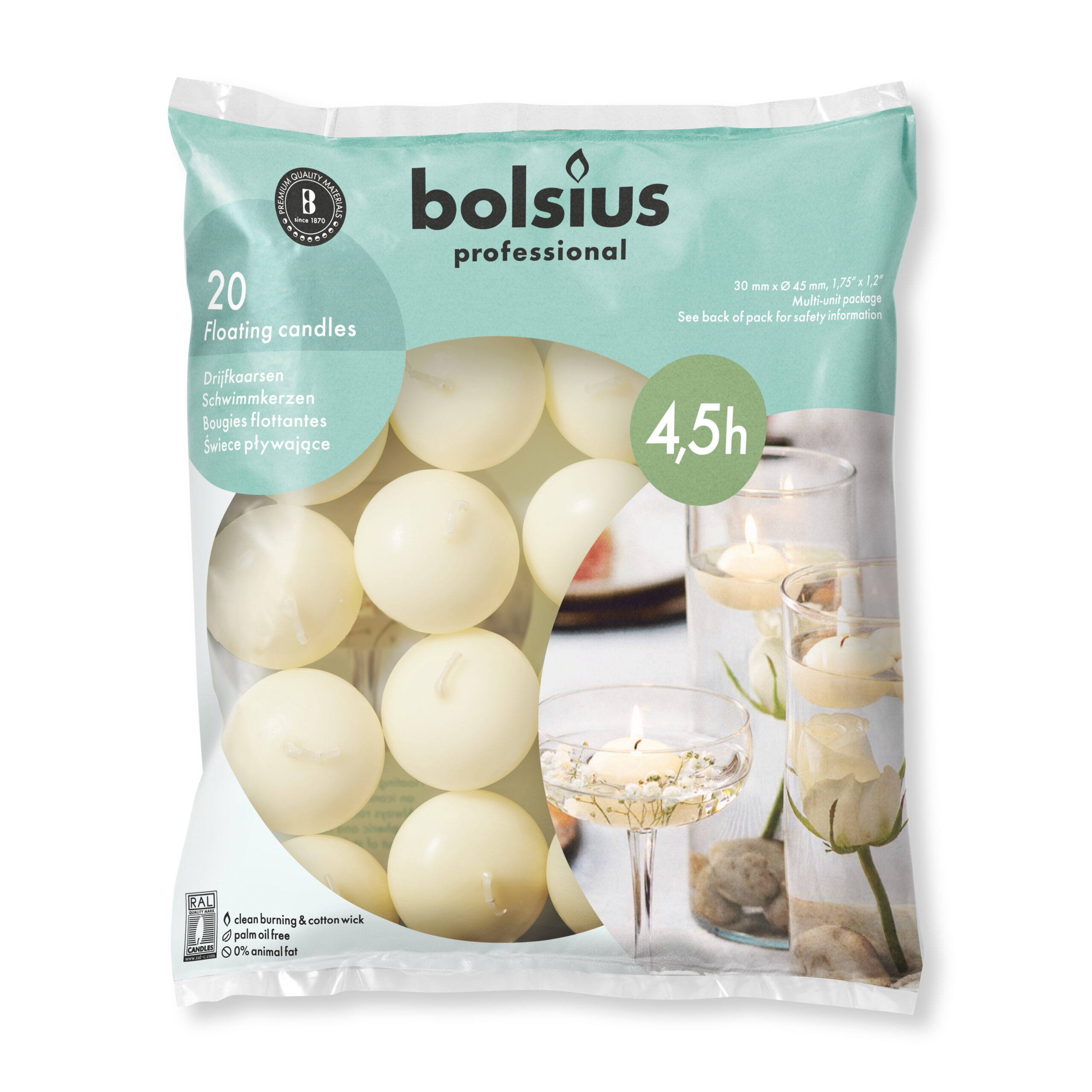 Bolsius Drijfkaarsen Zak 20 Ivoor (1 stuk)