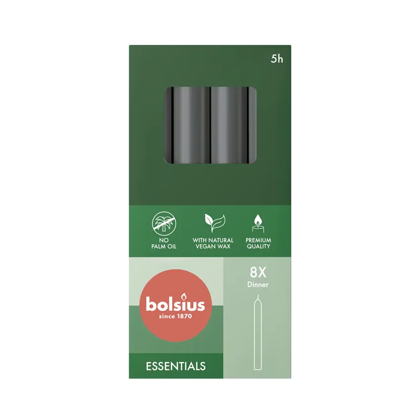 Bolsius Dinerkaarsen 170/20 Stormygrey (8 stuks)