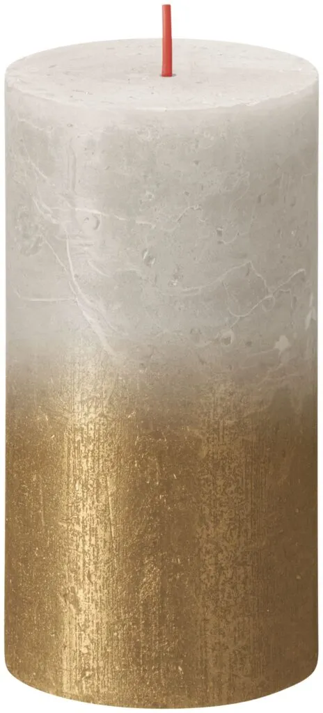 Bolsius Fading Metallic Rustiekkaars 130/68 Sandygrey + Gold (1 stuk)