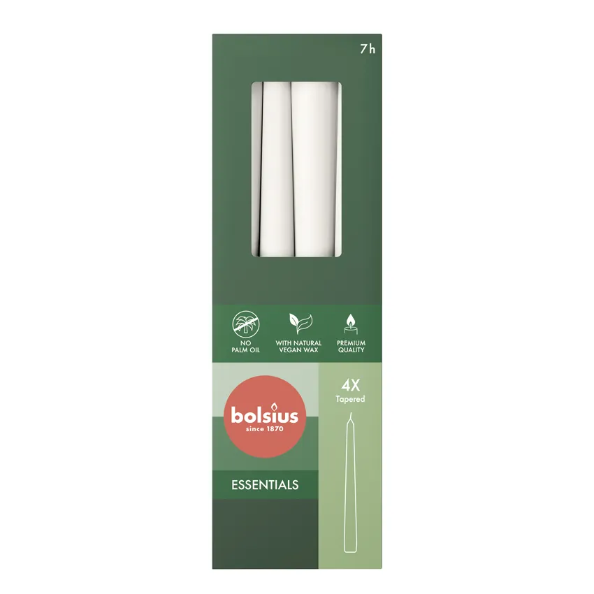 Bolsius Gotische Kaars 245/24 Doos 4 Cloudy White (4 stuks)
