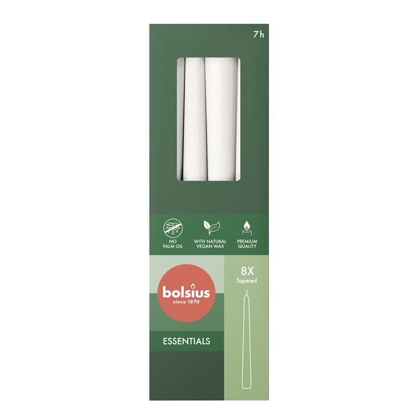 Bolsius Gotische Kaars 245/24 Doos 8 Cloudy White (8 stuks)