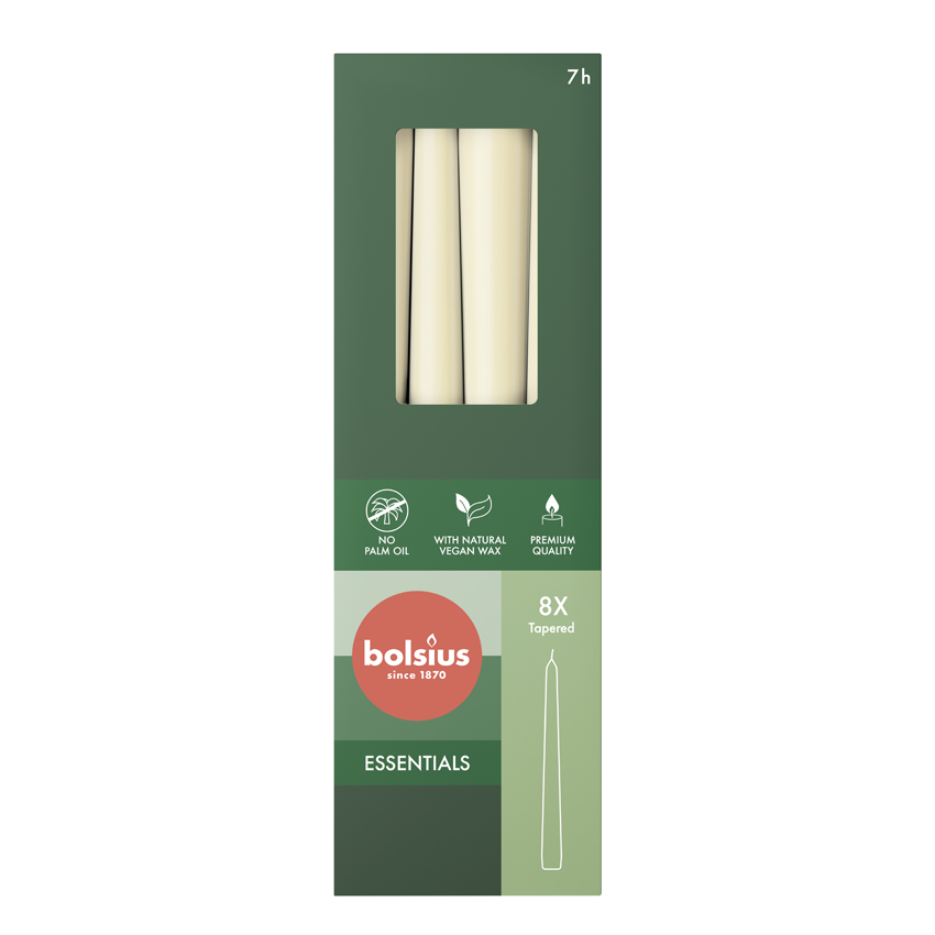 Bolsius Gotische Kaars 245/24 Doos 8 Soft Pearl (8 stuks)