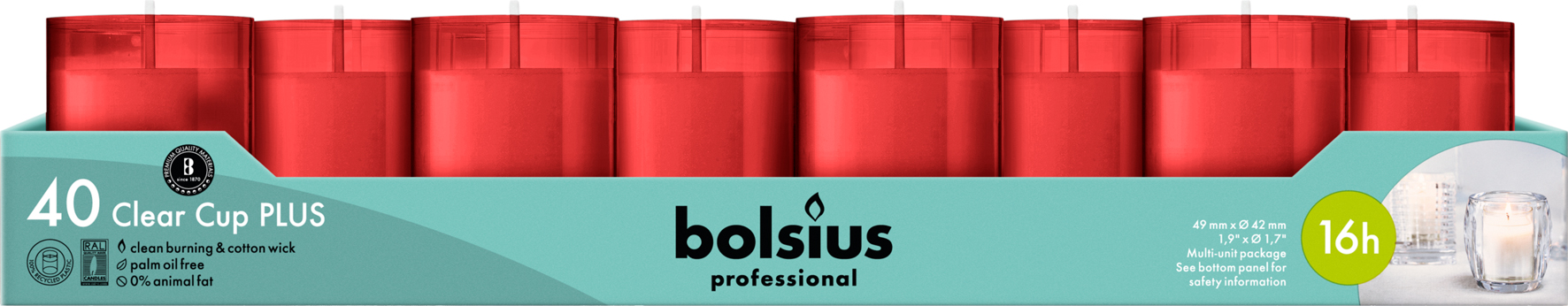 Bolsius Horeca Clear Cups 55/42 Tray 40 Rood (40 stuks) - image 2