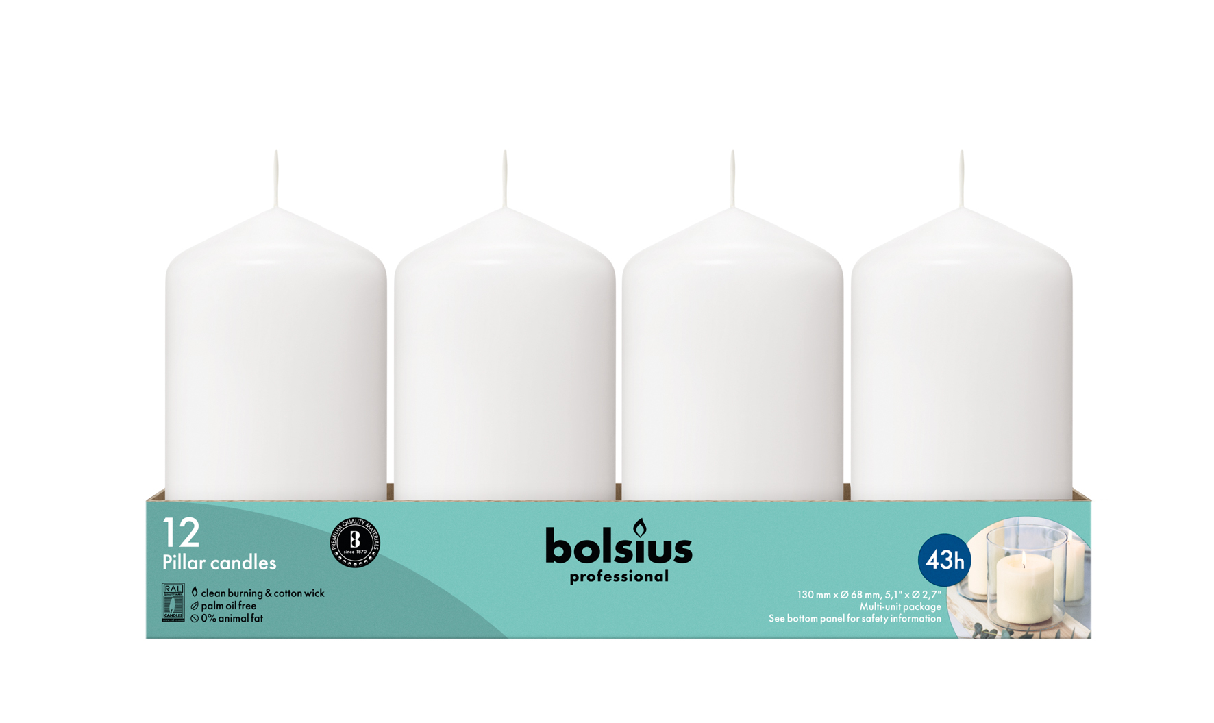 Bolsius Horeca Stompkaarsen 13/7 Wit (12 stuks) - image 2