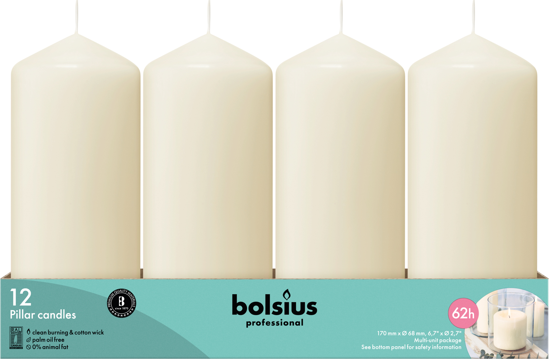 Bolsius Horeca Stompkaarsen 17/7 Ivoor (12 stuks) - image 2
