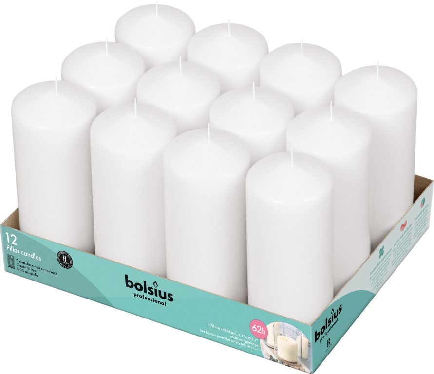 Bolsius Horeca Stompkaarsen 17/7 Wit (12 stuks)