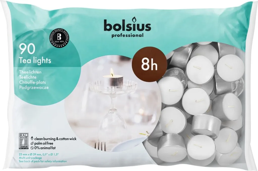Bolsius Horeca Theelichten Wit (90 stuks)