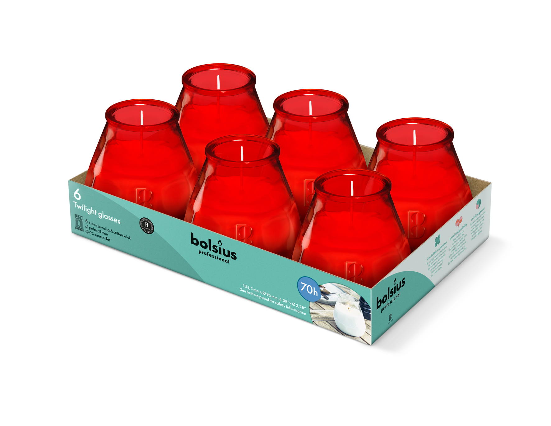Bolsius Horeca Twilight 104/99 Rood (6 stuks)