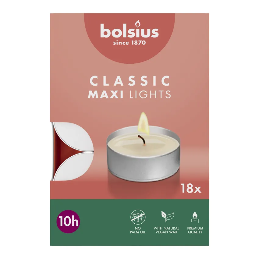 Bolsius Maxi-lichten 10u Wit (18 stuks)
