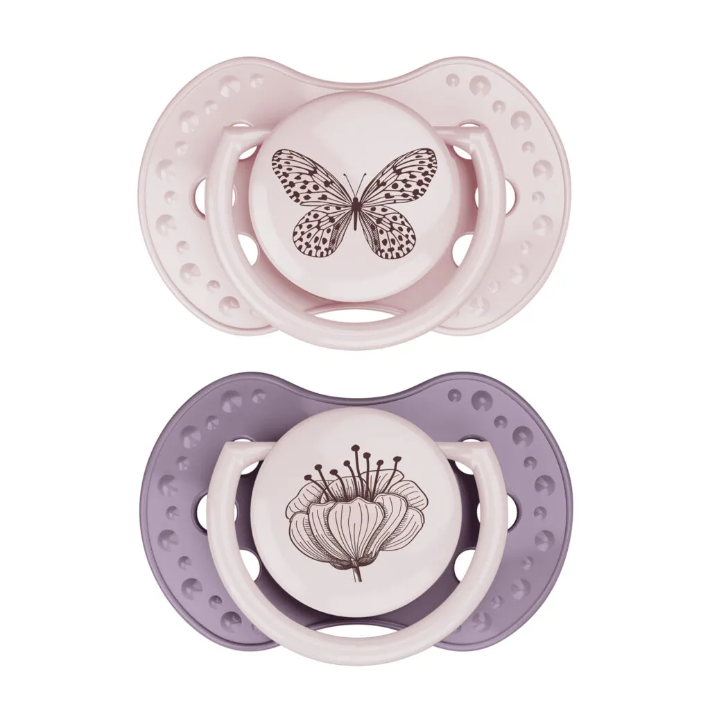 Difrax Fopspeen Dynamic 6-18 maand Botanic Pink/Purple (2 stuk)