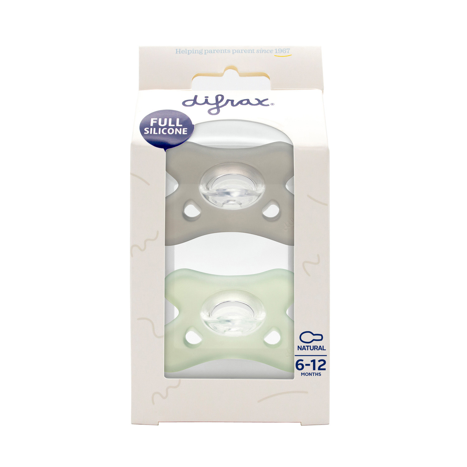 Difrax Fopspeen Natural 6-12 maand Siliconen Stone (2 stuk)