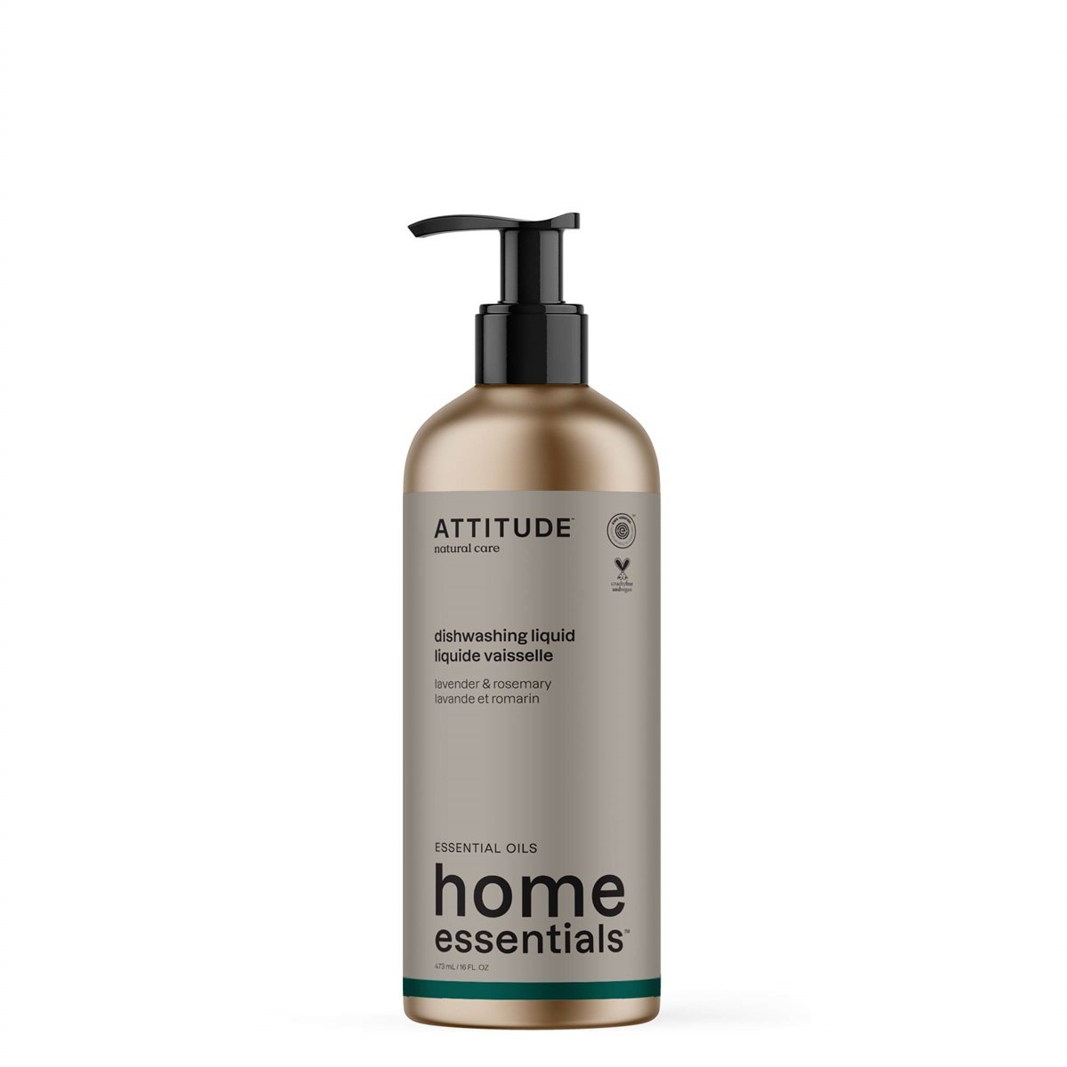 Attitude Home Essentials Afwasmiddel Lavendel & Rozemarijn Aluminium Fles (473 ml)