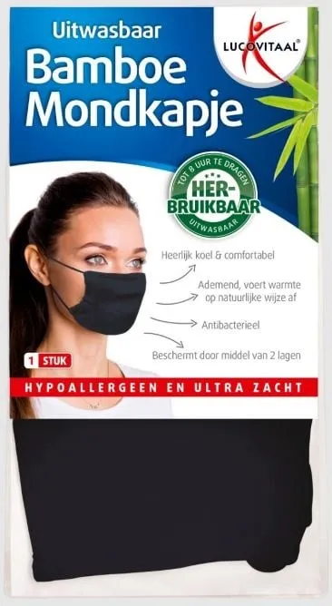 Lucovitaal Bamboe Mondkapje Blauw (1 stuk)
