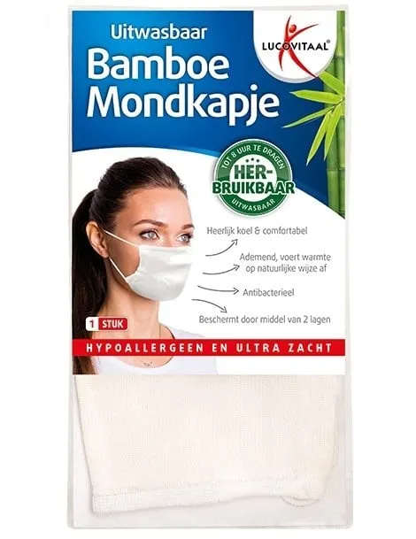 Lucovitaal Bamboe Mondkapje Wit (1 stuk)