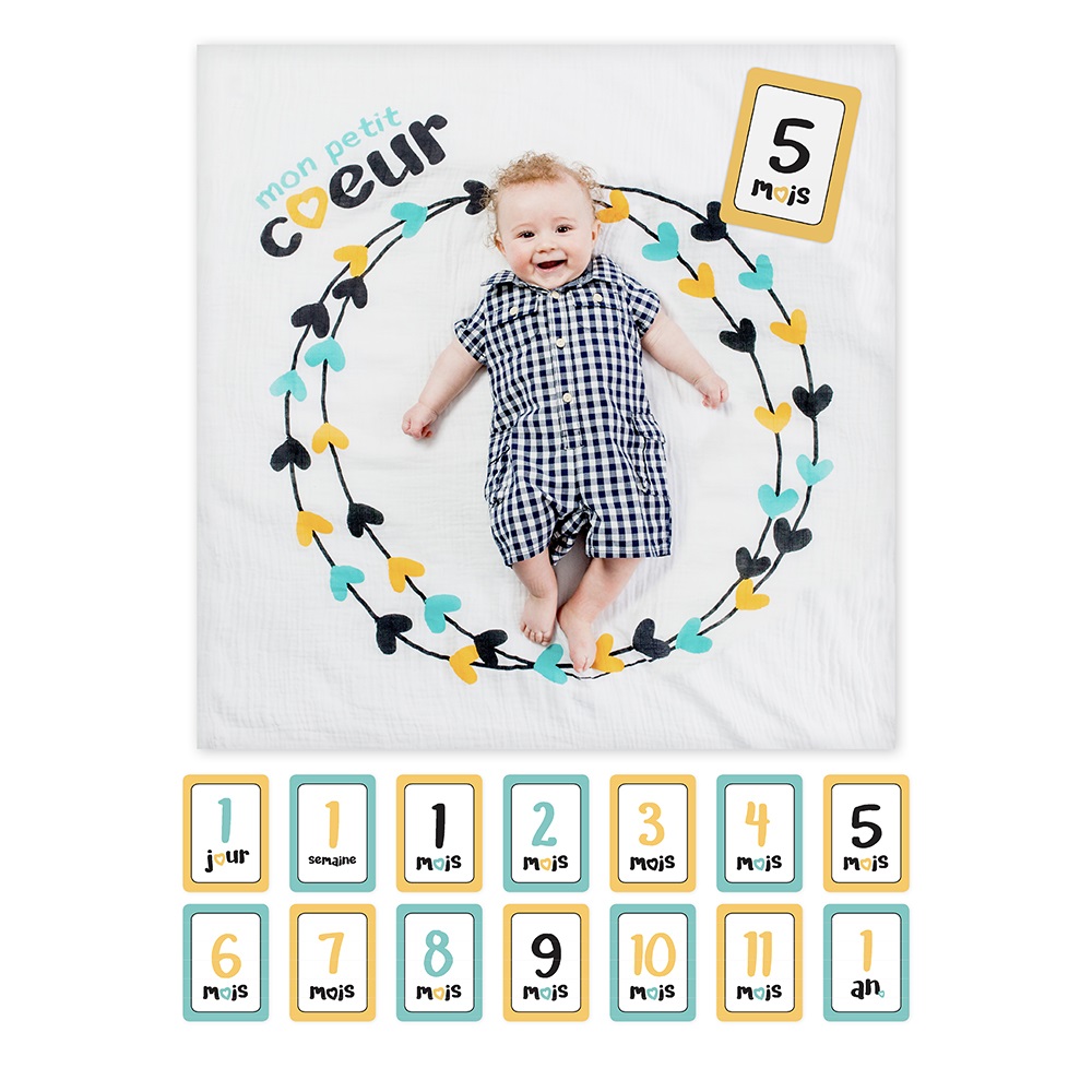 Lulujo Swaddle&Cards Mon Petit Coeur (1 set)
