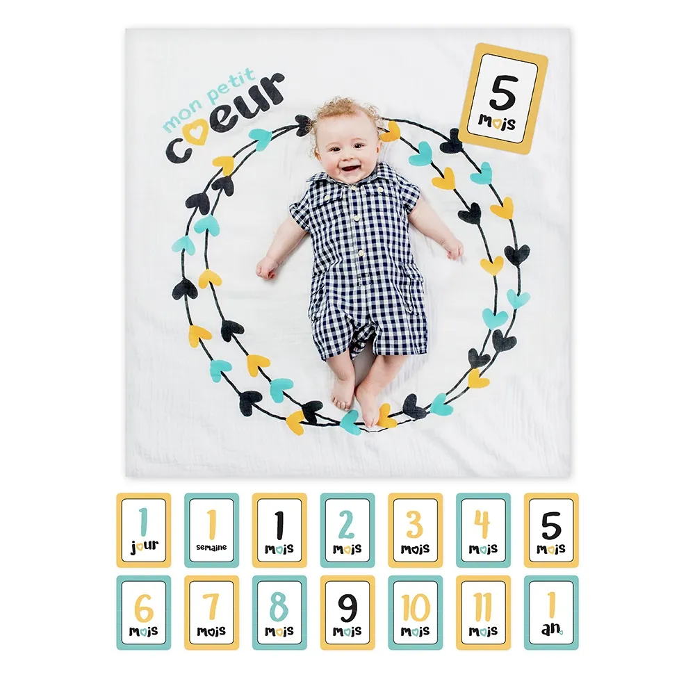 Lulujo Swaddle&Cards Mon Petit Coeur (1 set)