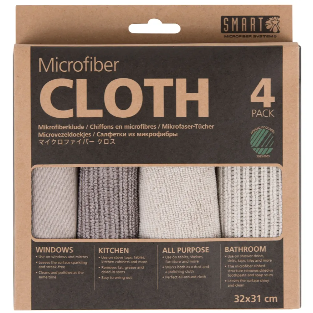 Smart Microvezel Schoonmaakdoekjes Grijs/Beige (4 stuks)