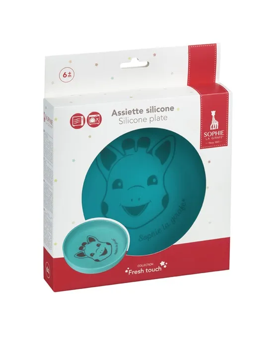 Sophie De Giraf Siliconen Bord Blauw (1 stuk)