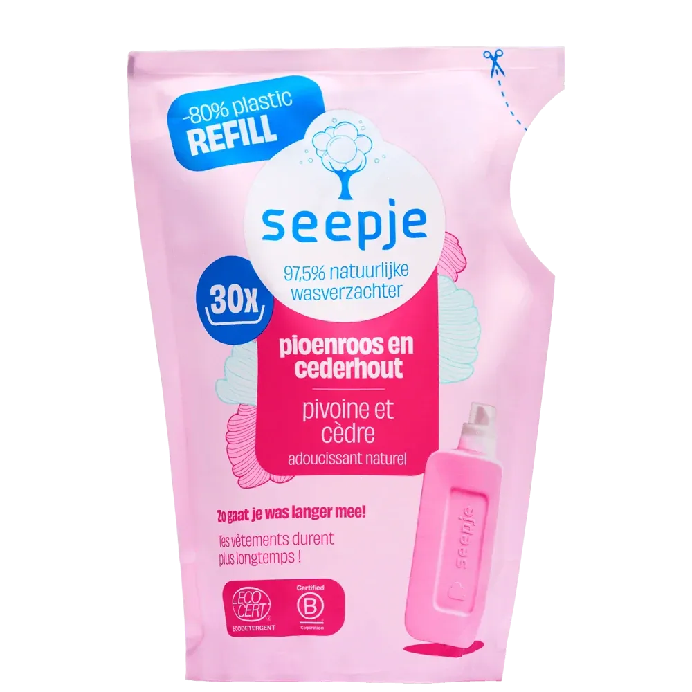 Seepje Wasverzachter Navulling Pioenroos En Cederhout (750 ml)