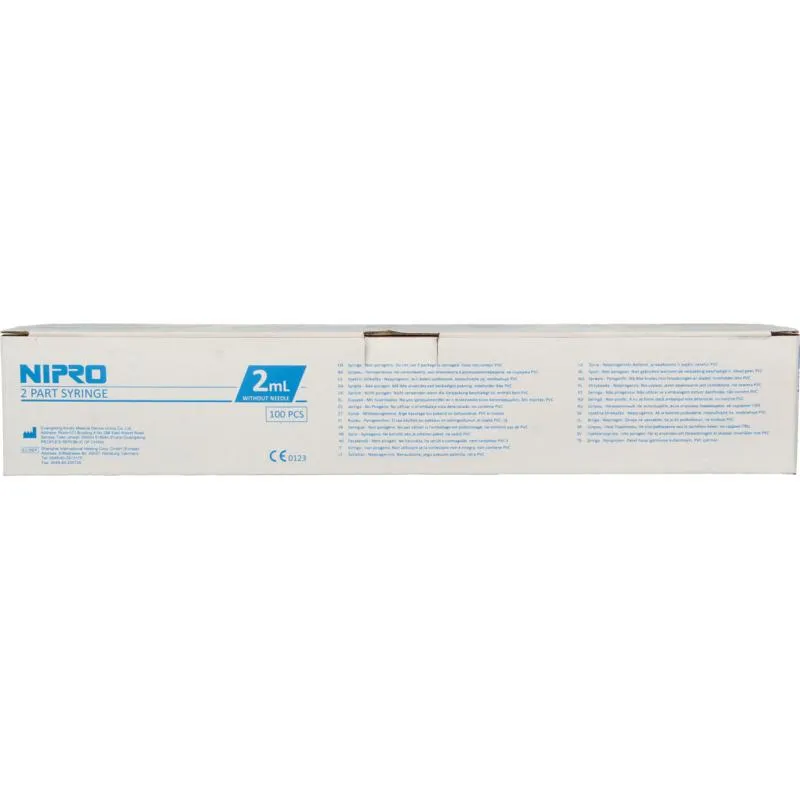 Nipro Injectiespuit 2-Delig Centrisch 2ml (100 stuks)