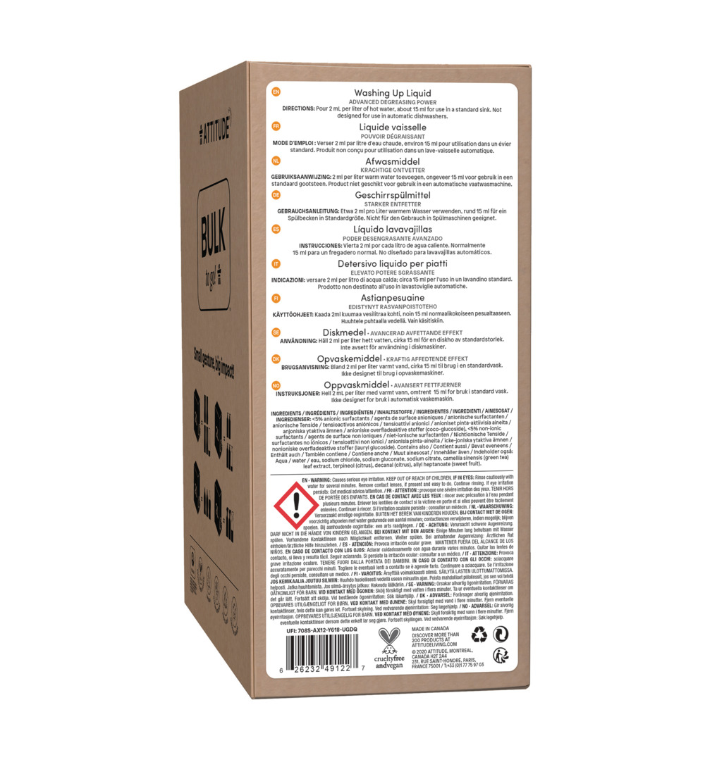 Attitude Nature+ Bulk2Go Afwasmiddel Citrus Zest (2000 ml) - image 2