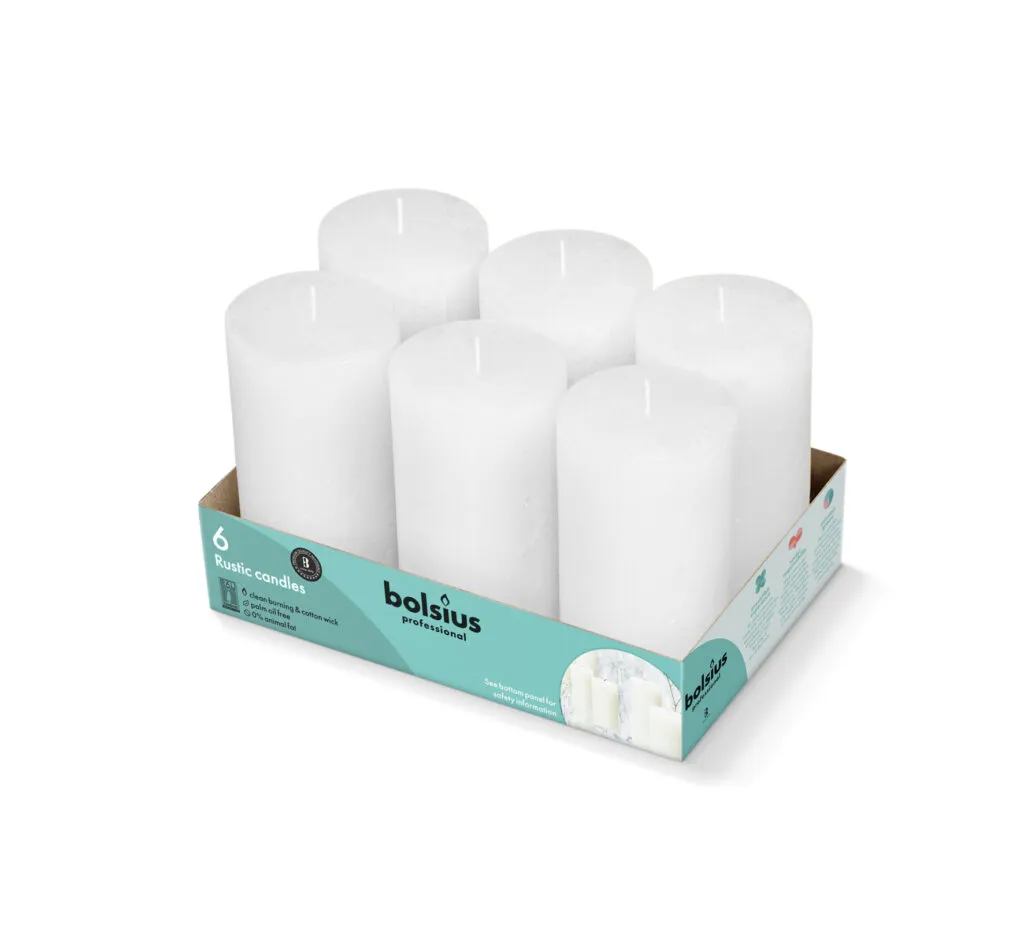 Bolsius Stompkaars Rustiek Tray 6 Wolkenwit (1 stuk)