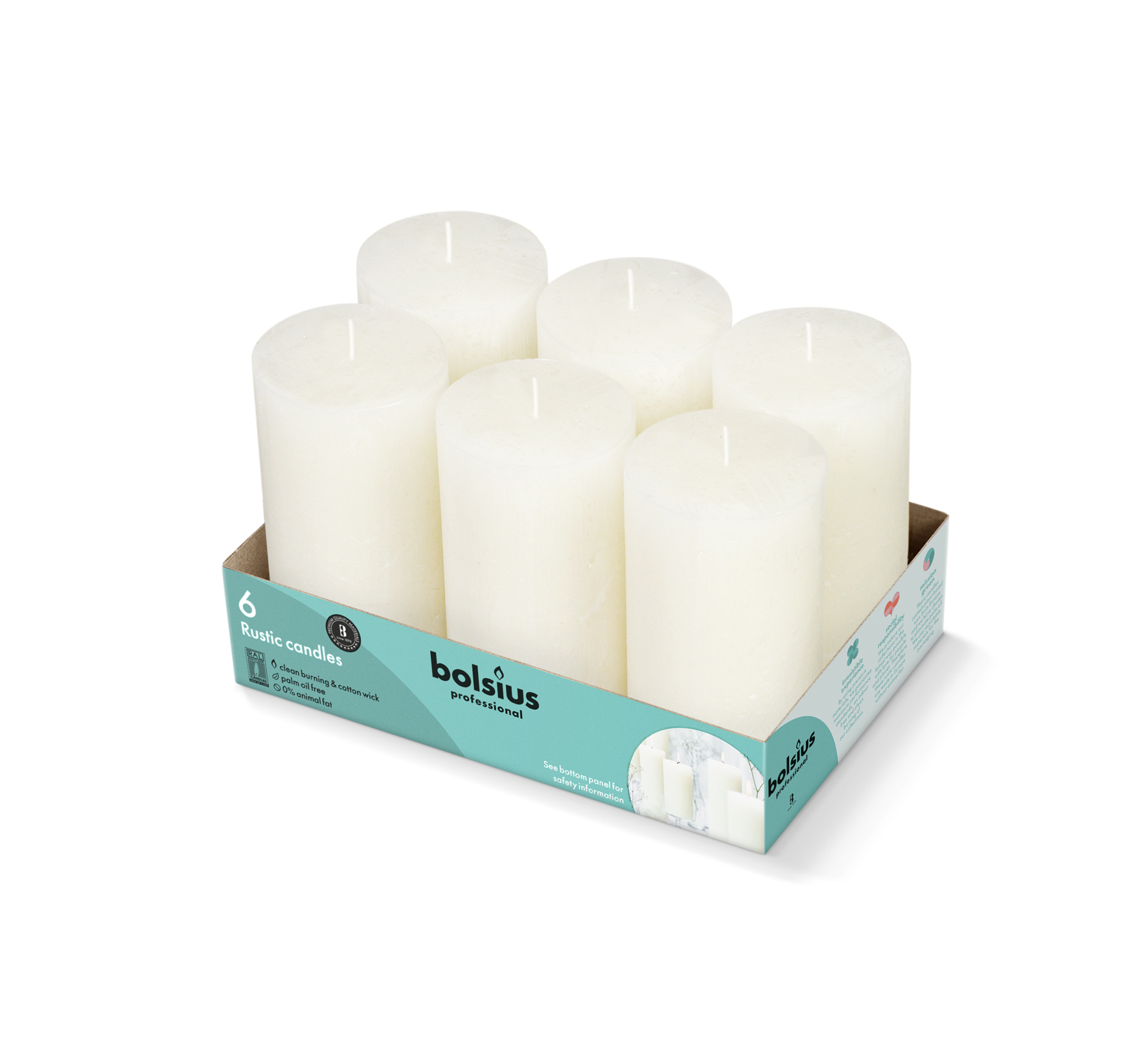 Bolsius Stompkaars Rustiek Tray 6 Zacht Paarl (1 stuk)
