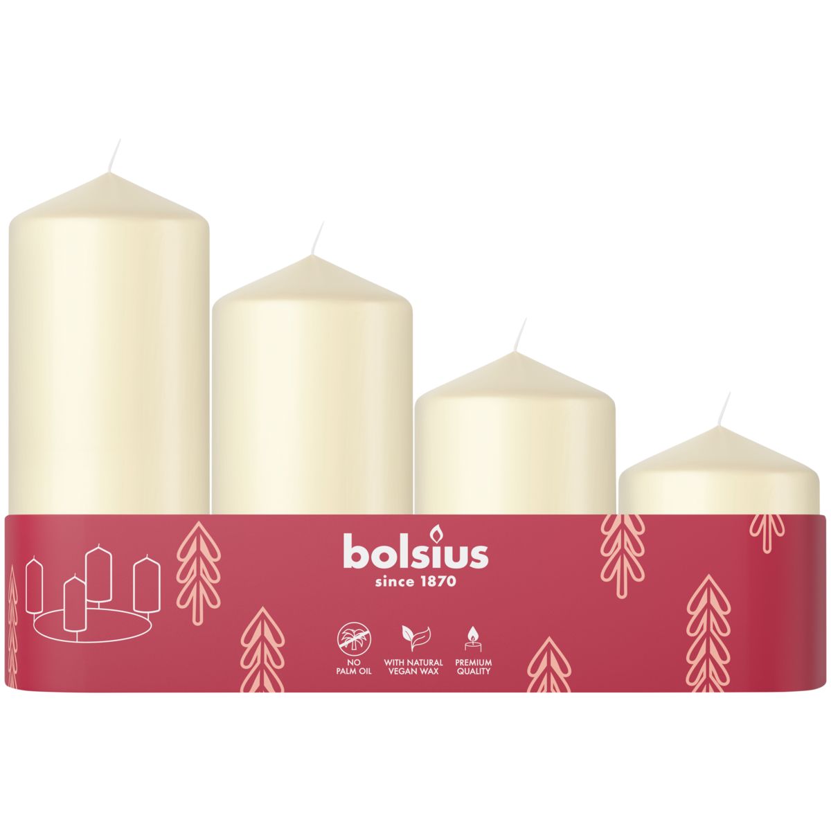 Bolsius Stompkaars Assorti Tray 4 Soft Pearl (1 stuk)