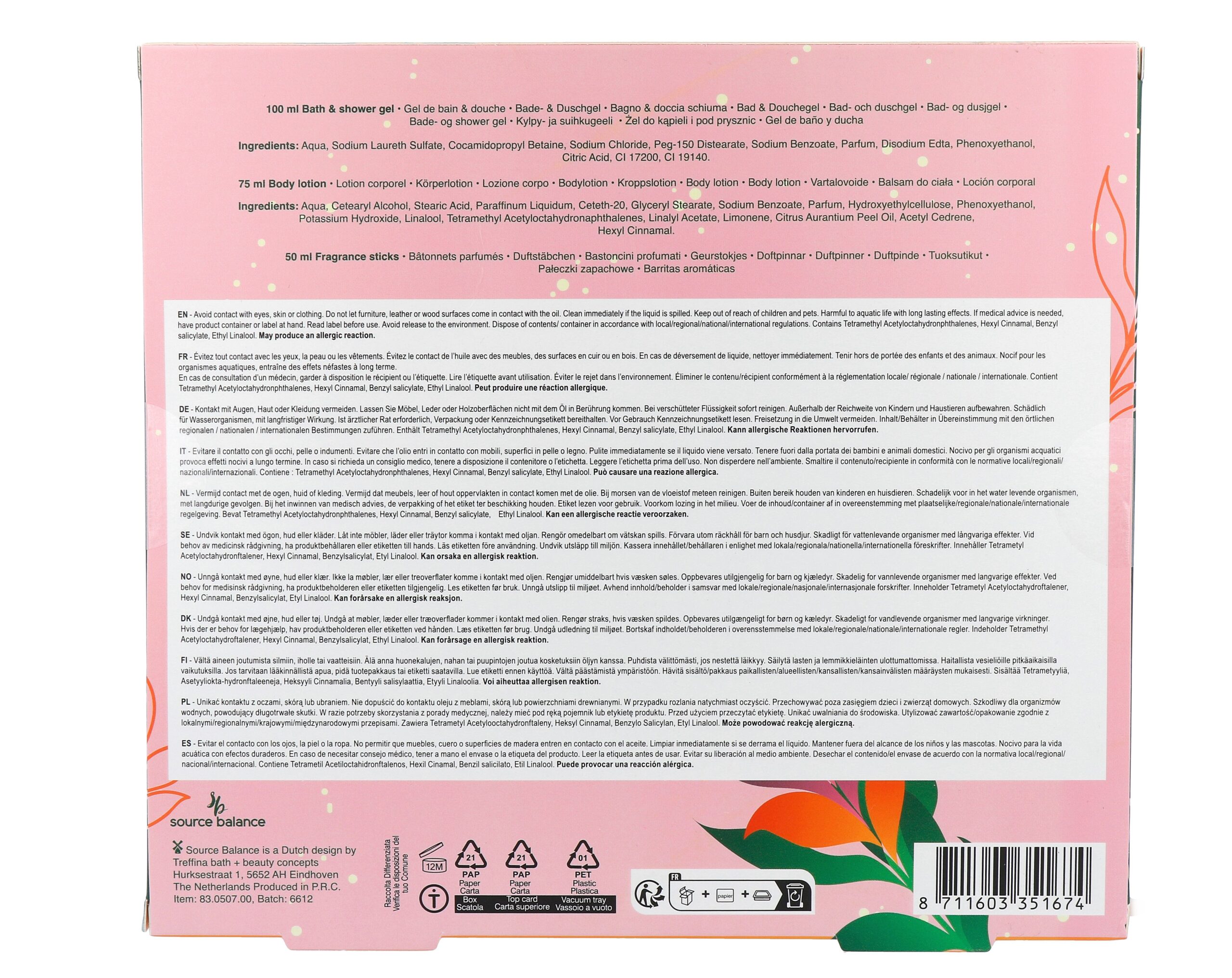 Botanicals Geschenkset Geurstokjes, Bodylotion En Douchegel (1 set)