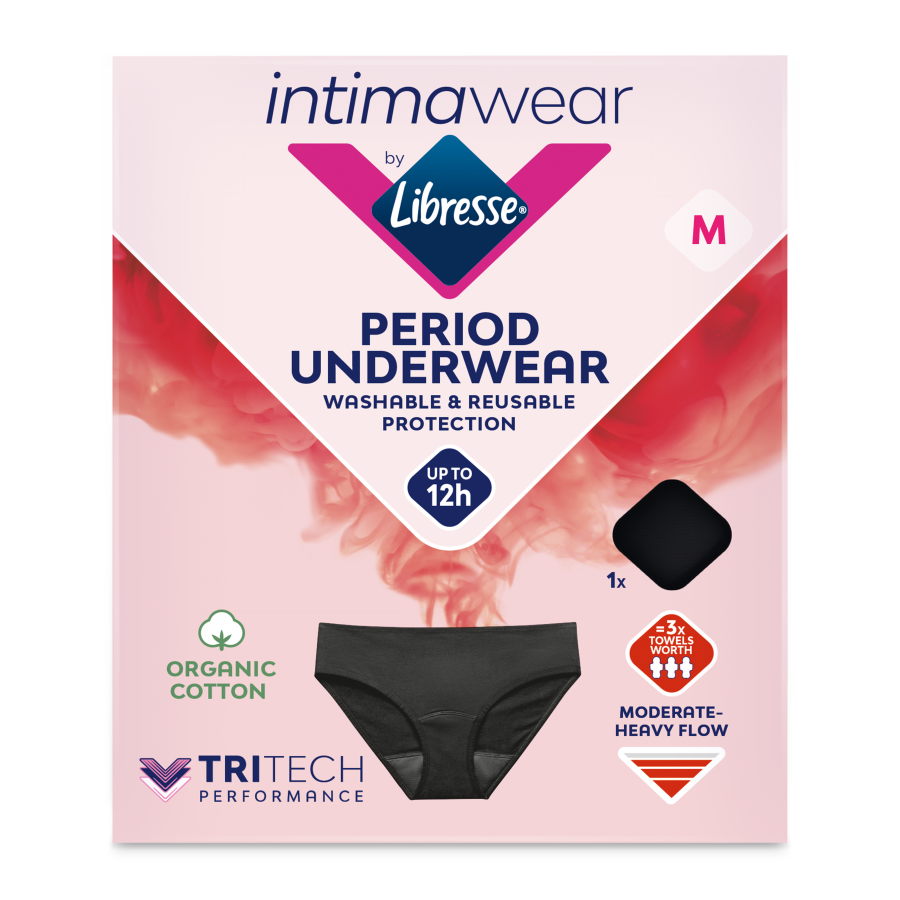 Libresse IntimaWear Wasbaar Menstruatie Ondergoed Zwart M (1 stuk)