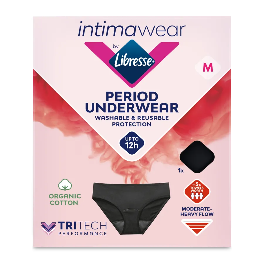 Libresse IntimaWear Wasbaar Menstruatie Ondergoed Zwart M (1 stuk)