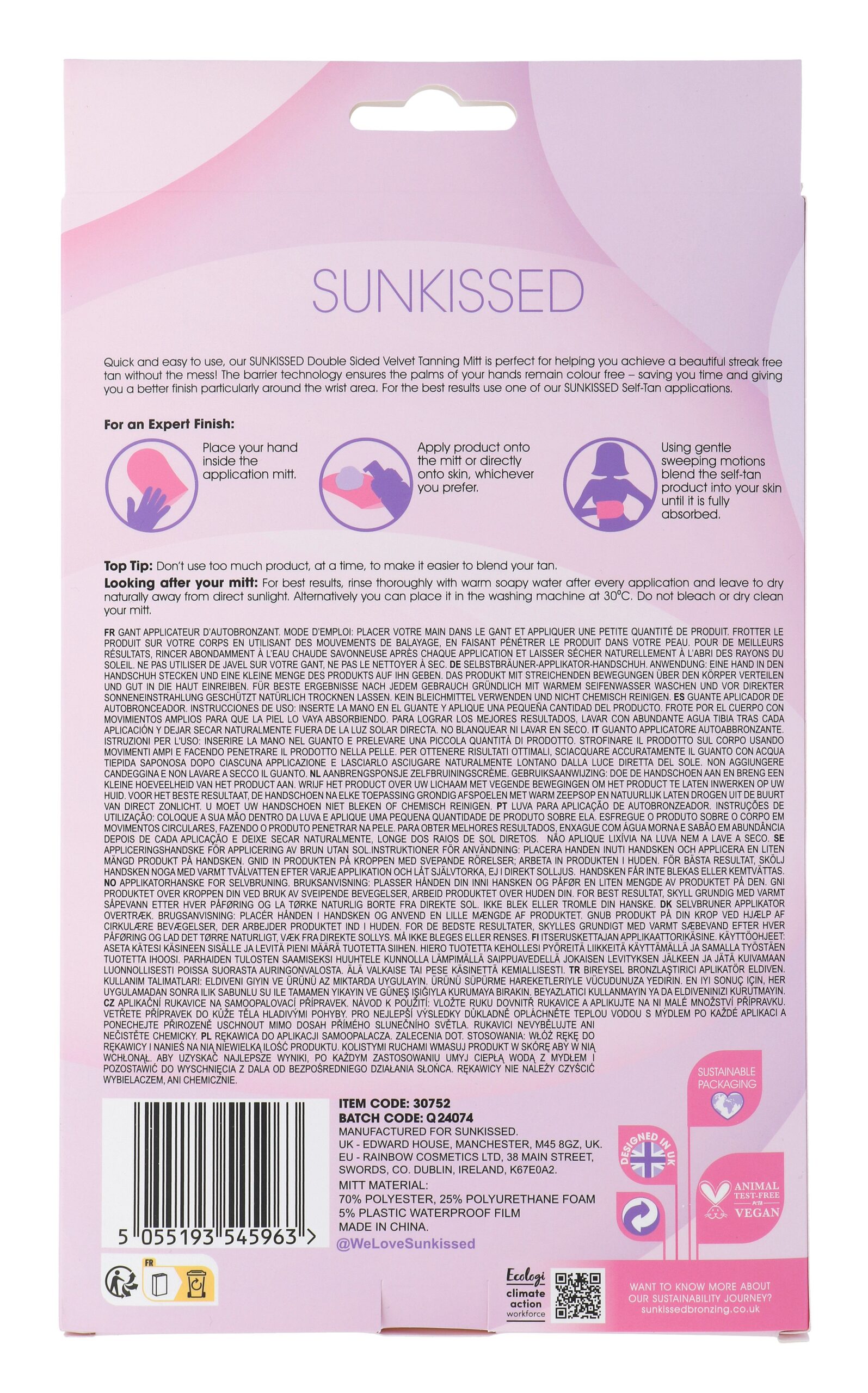Sunkissed Double Sided Velvet Tanning Mitt (1 stuk) - image 3